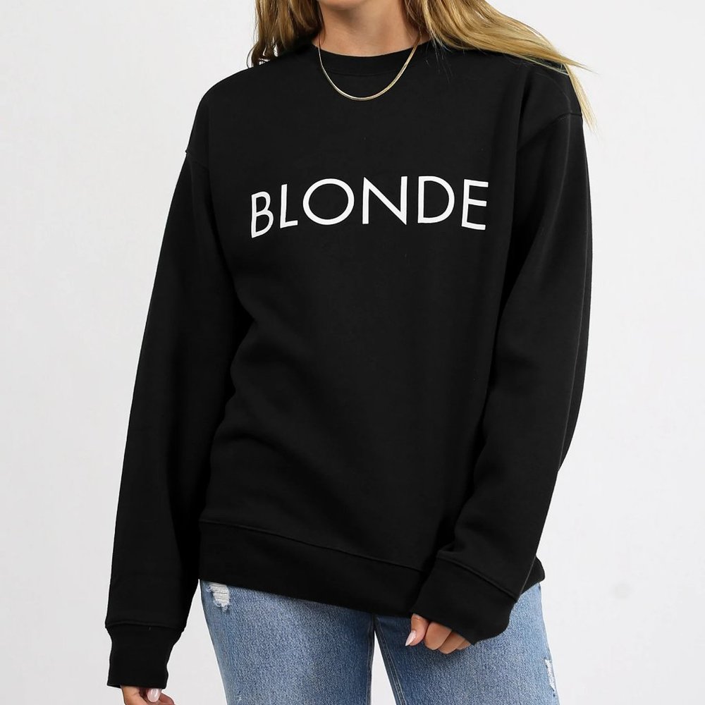 BLONDE Graphic Crewneck Sweatshirt - Black